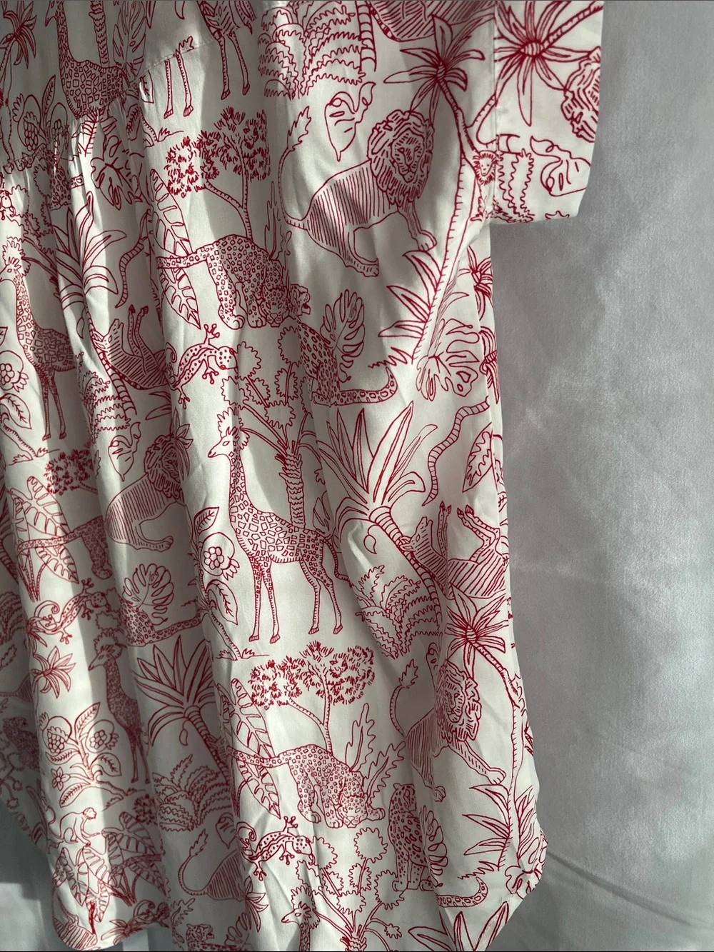 Jane and Delancey Cream Button-Front Shirt with Red Animal Print - Picture 12 of 16